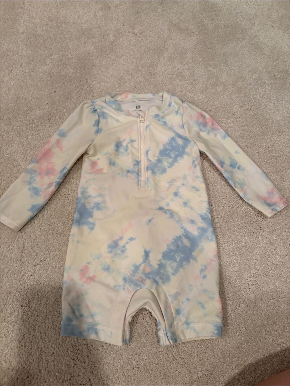 GAP Pastel Tie-Dye One-Piece Romper - Light Blue, Pink & Cream
